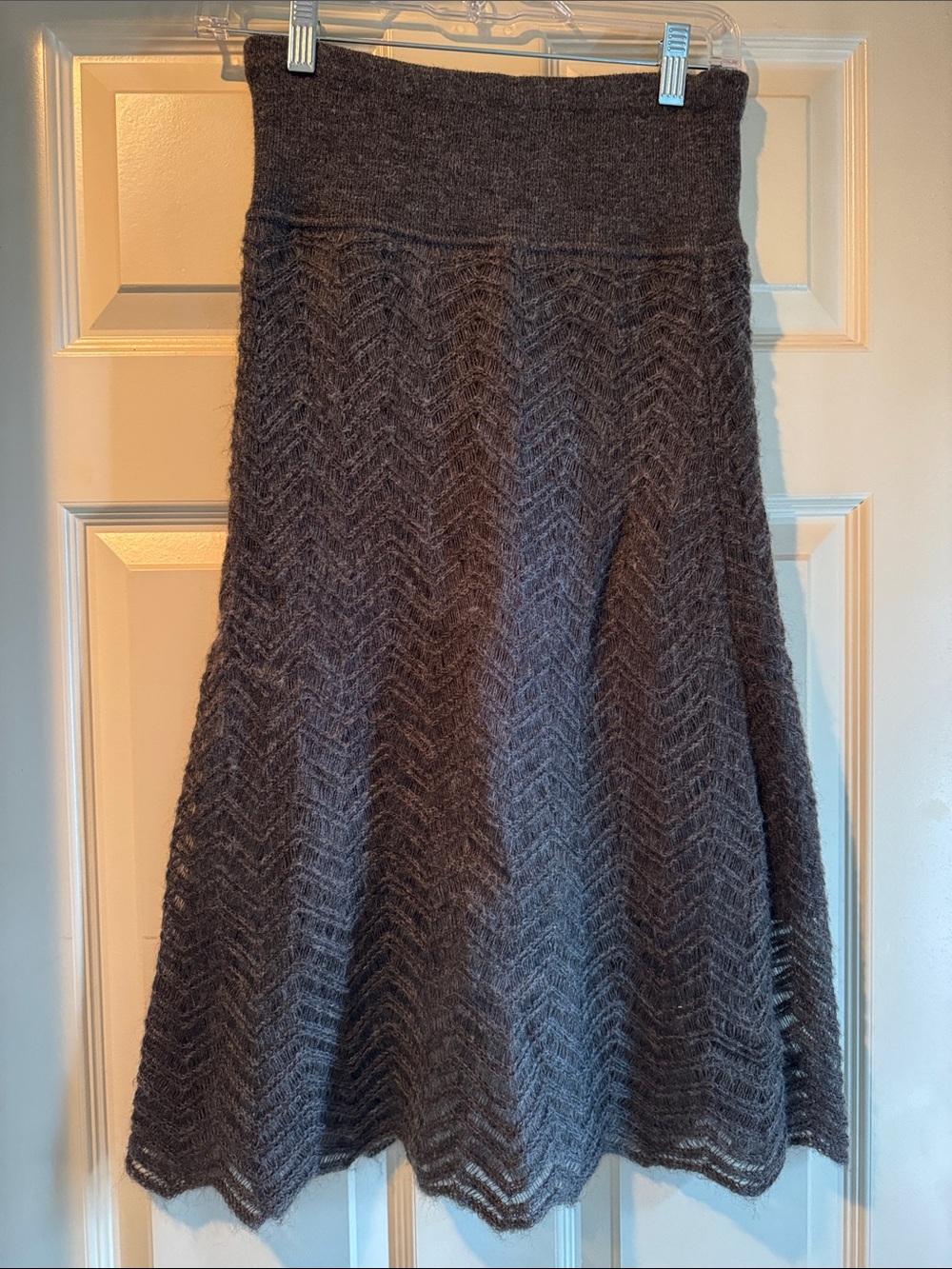 Calvin Klein Charcoal Chevron Knit A-Line Skirt